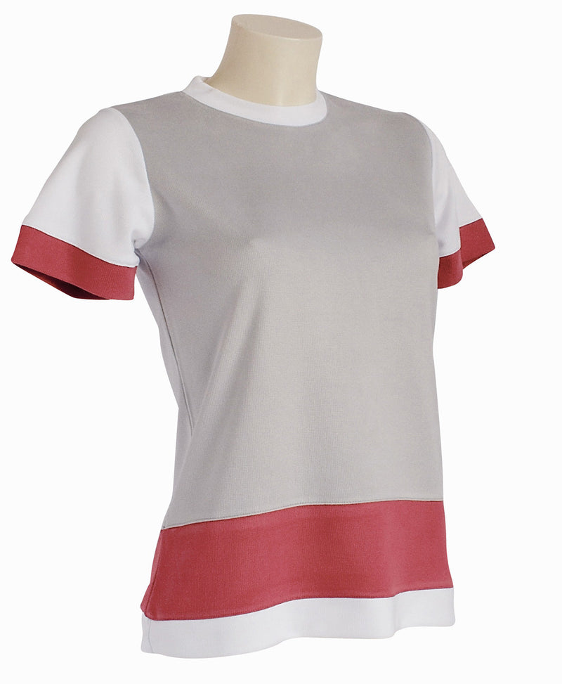 t-shirt femme manches courtes tricolore WAOW vieux rose