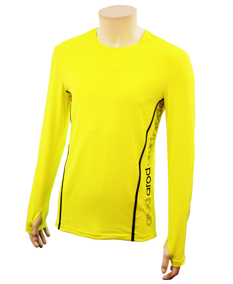 T-shirt homme manches longues col rond ZAMIR jaune FLUO