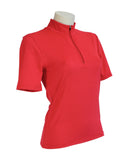 t-shirt femme manches courtes col zippé WINCY rouge