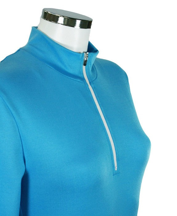 t-shirt femme manches longues col zippé WINDY turquoise