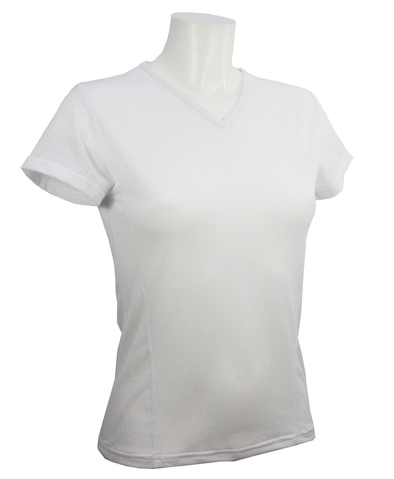 t-shirt femme manches courtes col V WIIT 3D ajouré blanc