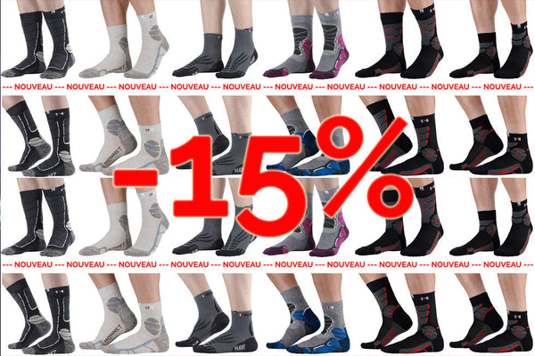 15% de remise sur toutes nos paires de chaussettes - Made in France !