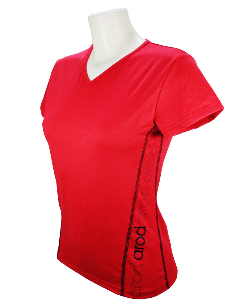 WOMEN'S BREATHABLE STRETCH T-SHIRT WIIT RED