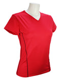 t-shirt femme manches courtes col V WIIT rouge