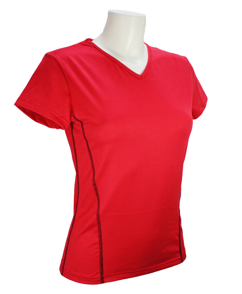 WOMEN'S BREATHABLE STRETCH T-SHIRT WIIT RED