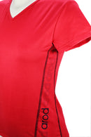 t-shirt femme manches courtes col V WIIT rouge