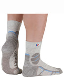 Chaussettes en lin MONNET - TREK LIN MID - Gris et Bleu