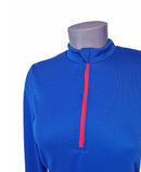 t-shirt femme manches longues WILMA Bleu Roi et Rose FLUO