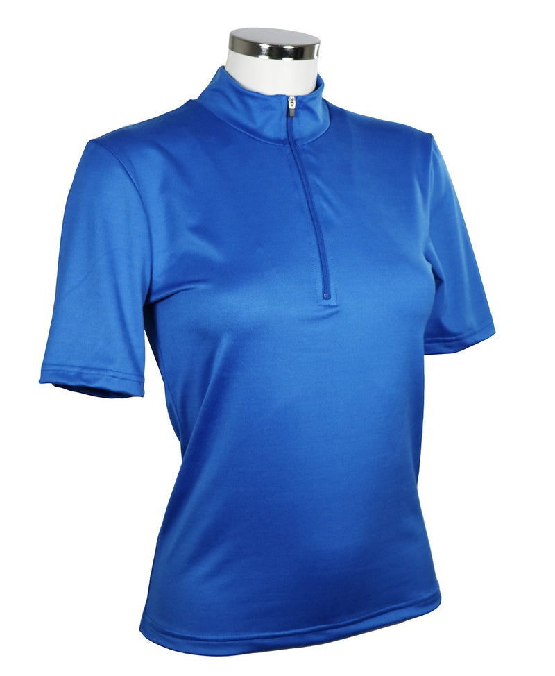 t-shirt femme manches courtes col zippé WINCY bleu roi