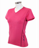 t-shirt femme manches courtes col V WIIT fuchsia