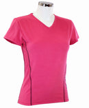 t-shirt femme manches courtes col V WIIT fuchsia