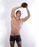 boxer homme coutures plates ZIGGY ardoise et rouge