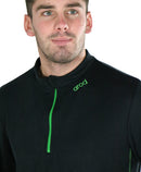 T-shirt homme manches longues col zippé ZOULOU noir vert