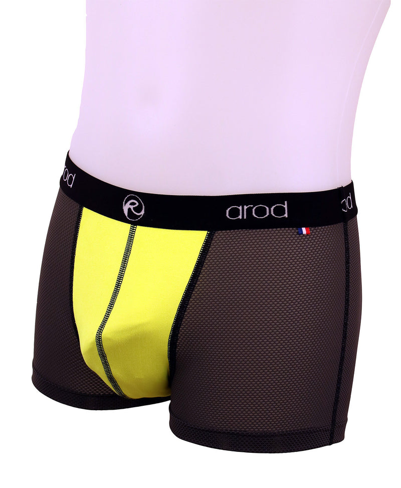boxer homme coutures plates ZIGGY graphite 3D coquille Jaune FLUO