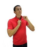 MEN'S TECHNICAL T-SHIRT SHORT SLEEVES ZIPPED COLLAR ZINCY RED