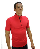 MEN'S TECHNICAL T-SHIRT SHORT SLEEVES ZIPPED COLLAR ZINCY RED