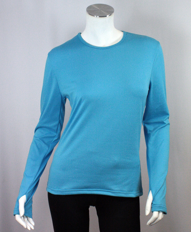 t-shirt femme manches longues col rond WAMI turquoise