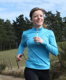 t-shirt femme manches longues col zippé WINDY turquoise