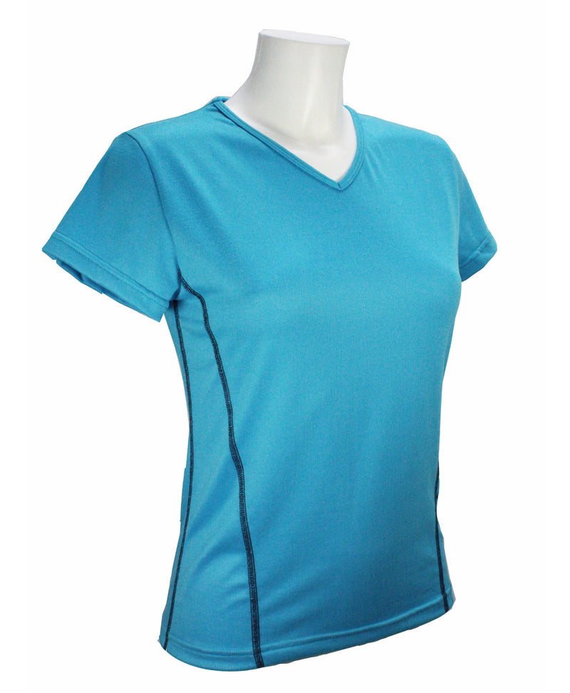 t-shirt femme manches courtes col V WIIT turquoise