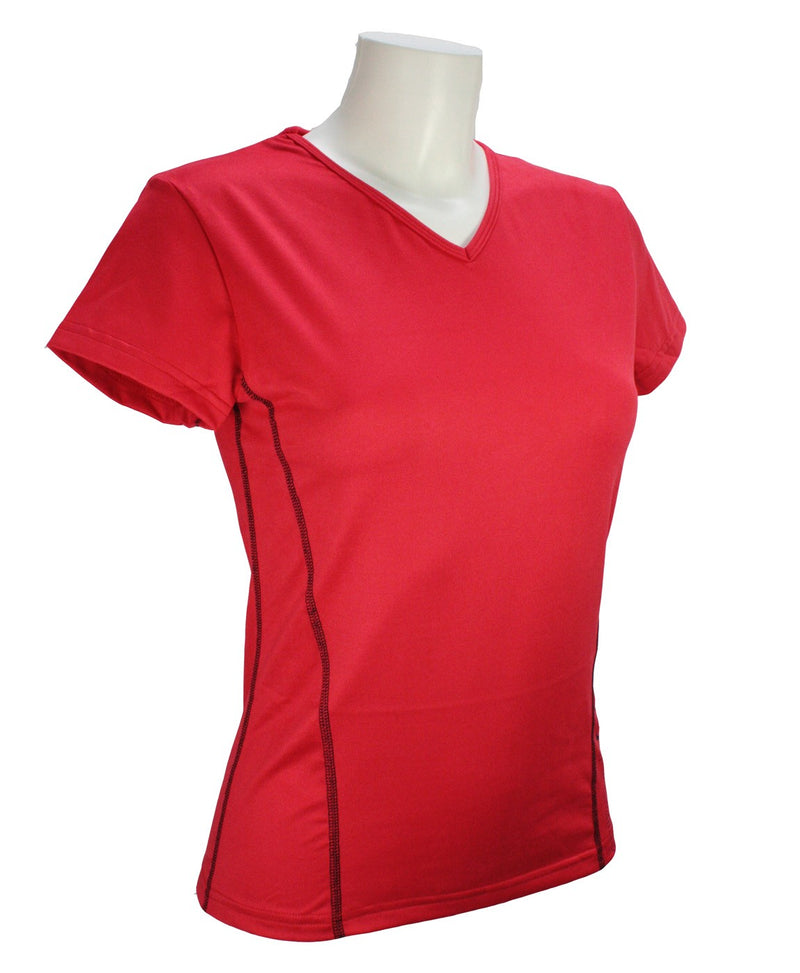 t-shirt femme manches courtes col V WIIT rouge