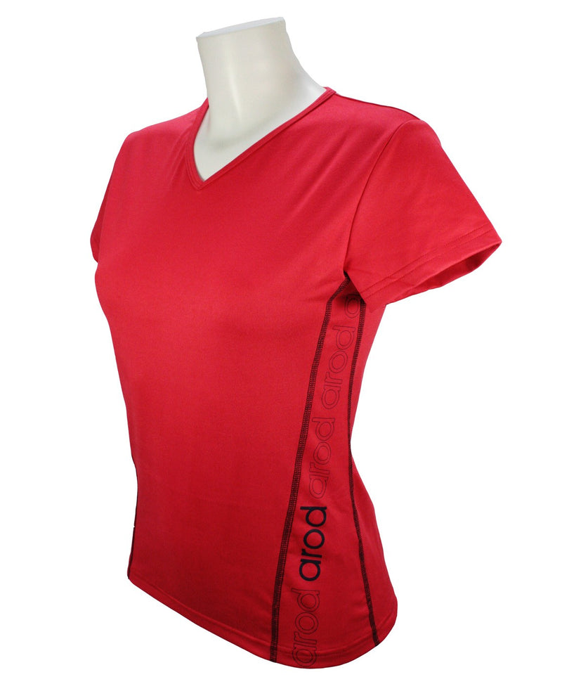 WOMEN'S BREATHABLE STRETCH T-SHIRT WIIT RED