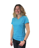 t-shirt femme manches courtes col V WIIT turquoise