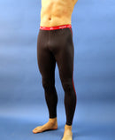 caleçon long homme thermique ZAVER anthracite / rouge